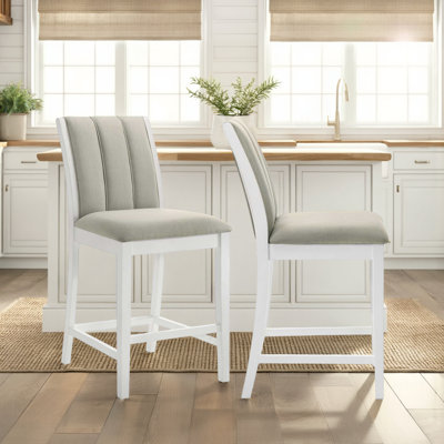 Colefax Rubberwood Barstool With Fabric Seat