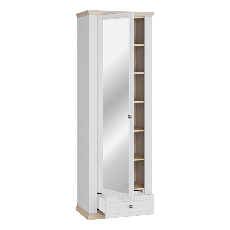 1 Door Manufactured Wood Wardrobe, Light Grey/Light Oak