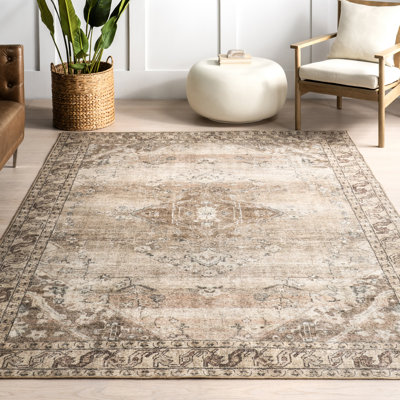 Medallion Jute Area Rug for Dining Room Rug Neutral Rug Living Room Rug, Beige
