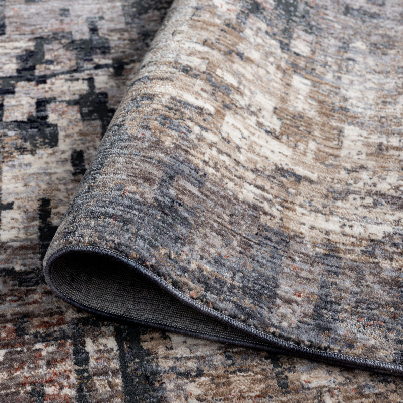 5 Abstract Area Rug in Charcoal/Gray, Rectangle 7'6" x 9'6"