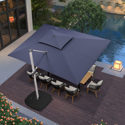 Parasol rectangulaire à roulettes 156 po x 120 po avec base à roulettes Riksons