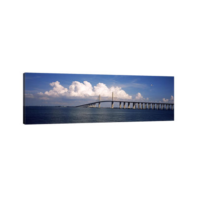 Suspension Bridge Across the Bay, Sunshine Skyway Bridge, Tampa Bay, Gulf of Mexico, Florida, USA 1 Piece Wrapped Canvas Panoramic Wall Art