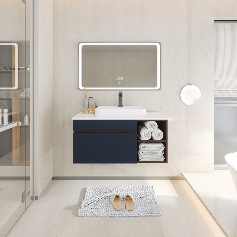 Ensemble de meuble-lavabo simple mural 42 po, Bleu