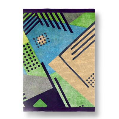 Delal Rectangle Geometric and Abstract Area Rug