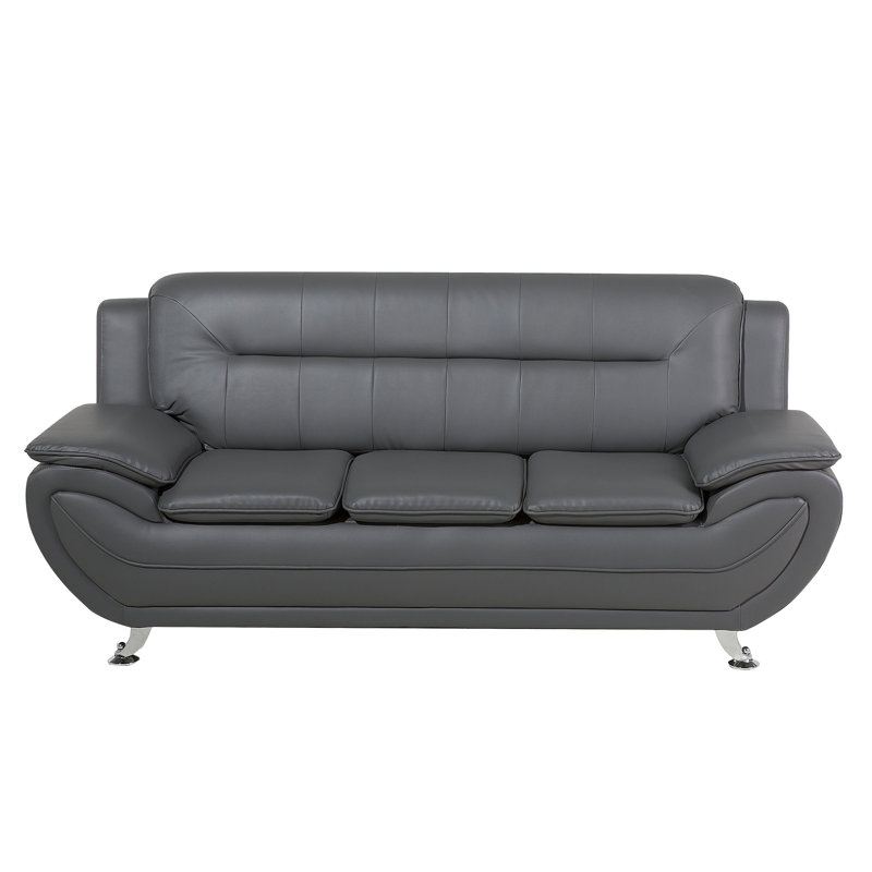 Faux Leather Sofa, Grey