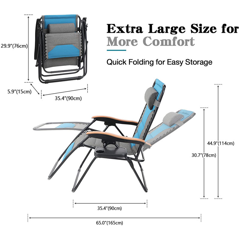 Alexandre Folding Zero Gravity Chair, Cobalt Blue