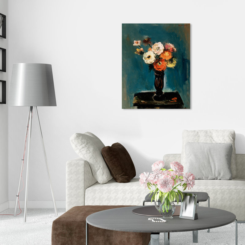 Fleurs par Joseph Kutter - Peinture, Toile tendue, H 36 po x l 30 po