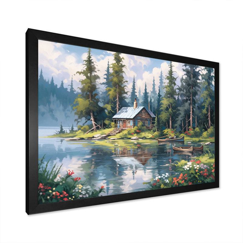 Rustic Refuge Lakehouse I sur impression sur toile, H 30 po x l 40 po x P 1,5 po, Cadre simple noir