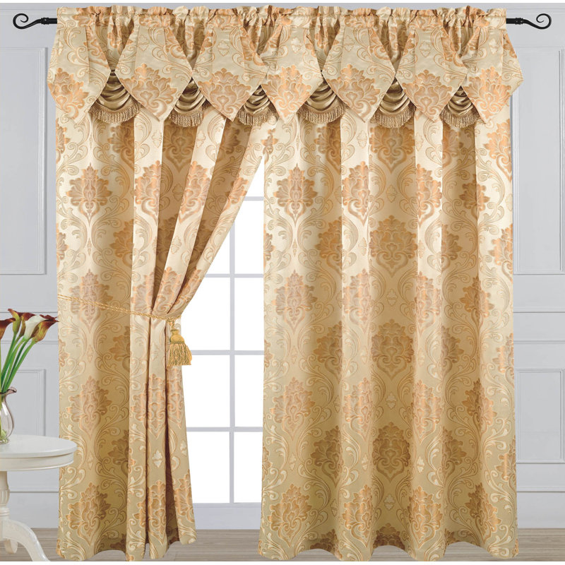 Paire de rideaux obscurcissant 100% polyester Angelina-2PK, Beige