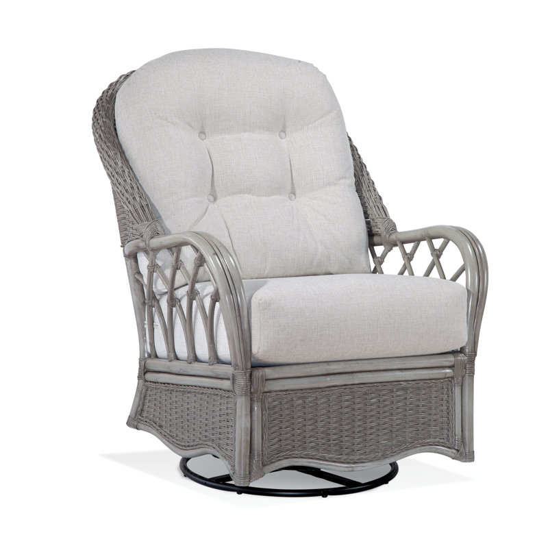 Fauteuil oscillant et pivotant Everglade, Tissu performance blanc 0851-94, Tonneau vieilli