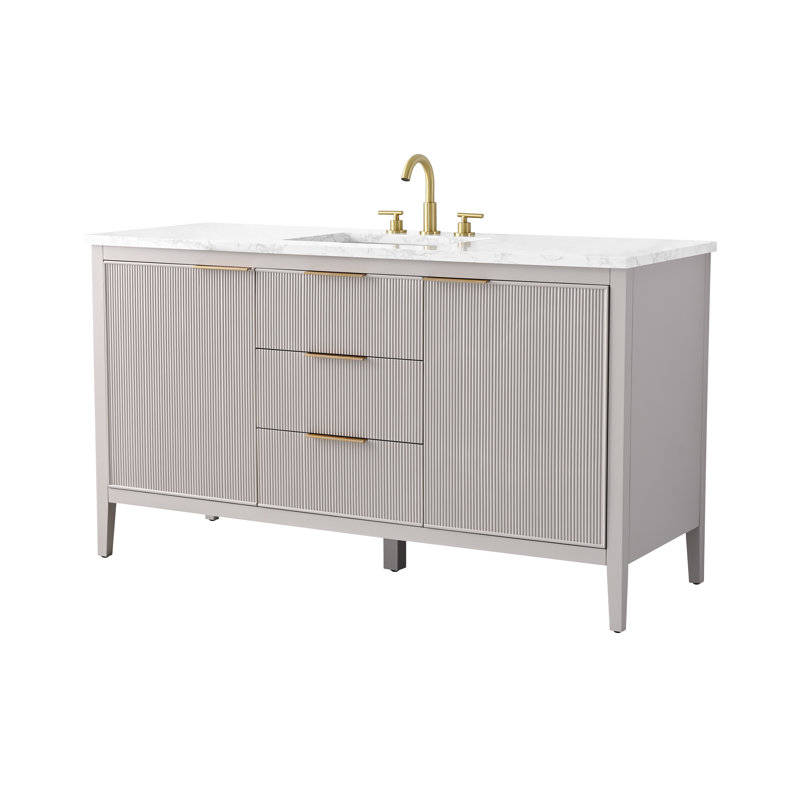 Emma 60" W Single Vanity, Taupe/Brushed Bronze