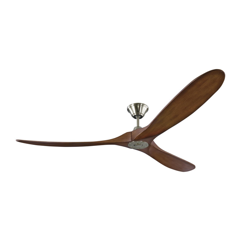 Obsidian Ceiling Fan, Brushed Steel with Koa Blades, 70"