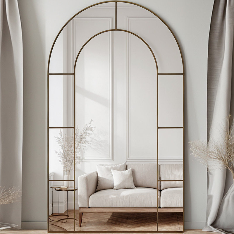Miroir en bois pleine longueur avec pied, 41 po x 81 po, Noir