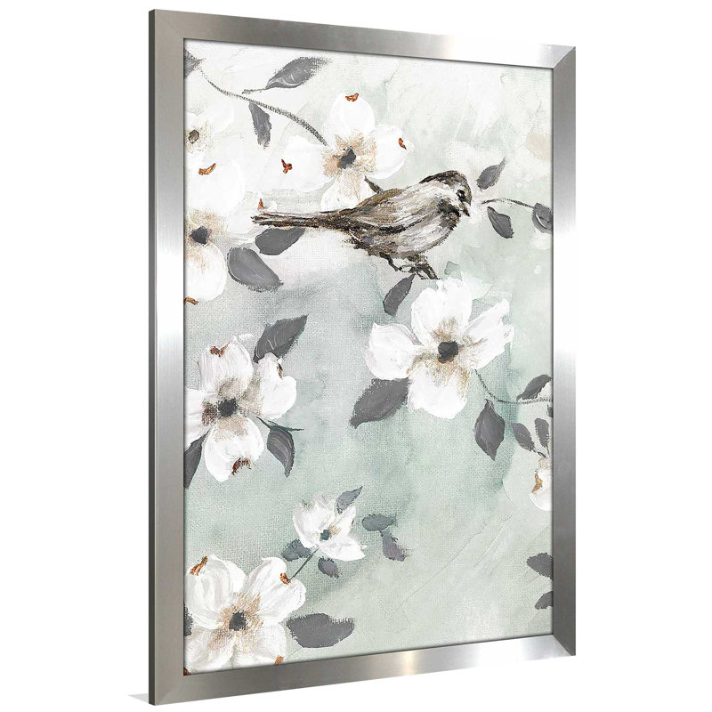 Spring Solo Serenade II - Peinture, L 33,5 po x H 49,5 po, Encadrement argenté