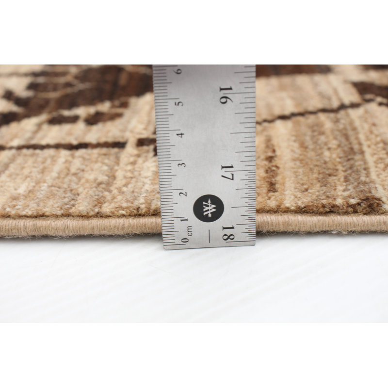 One-of-a-Kind 8'0" X 9'9" New Age Wool Area Rug in Tan/Dark Brown