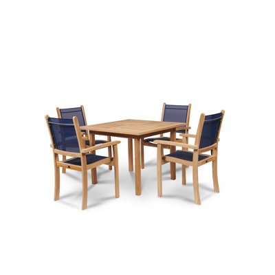 Ensemble repas d'extérieur carré en teck Crider Pearl 5 pièces