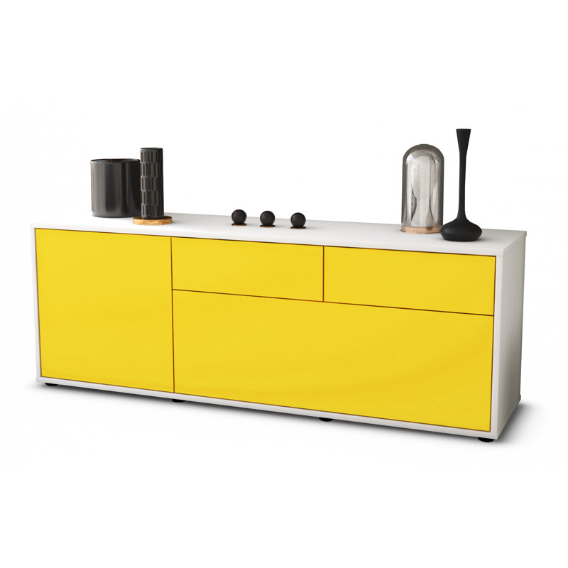 Yamaguchi TV Stand for TVs up to 60", Yellow / Matte White