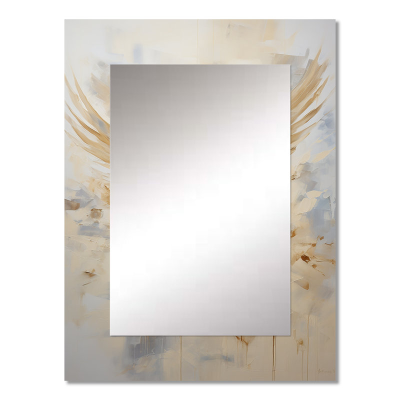 Minimalism Beige And Gold Dove I - Dove Unique Wall Mirror, Modern Mirror, Printed Metal Art, 32" x 24"