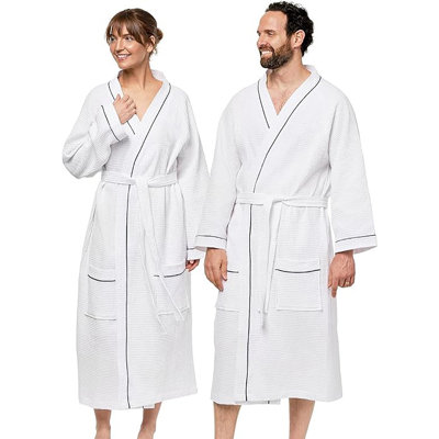 Personalized Couples Waffle Kimono Bathrobe Unisex 100% Cotton Custom Spa Robes Embroidered -  Red Barrel StudioÂ®, 482760F44EF143C483FB253E0CF5B273