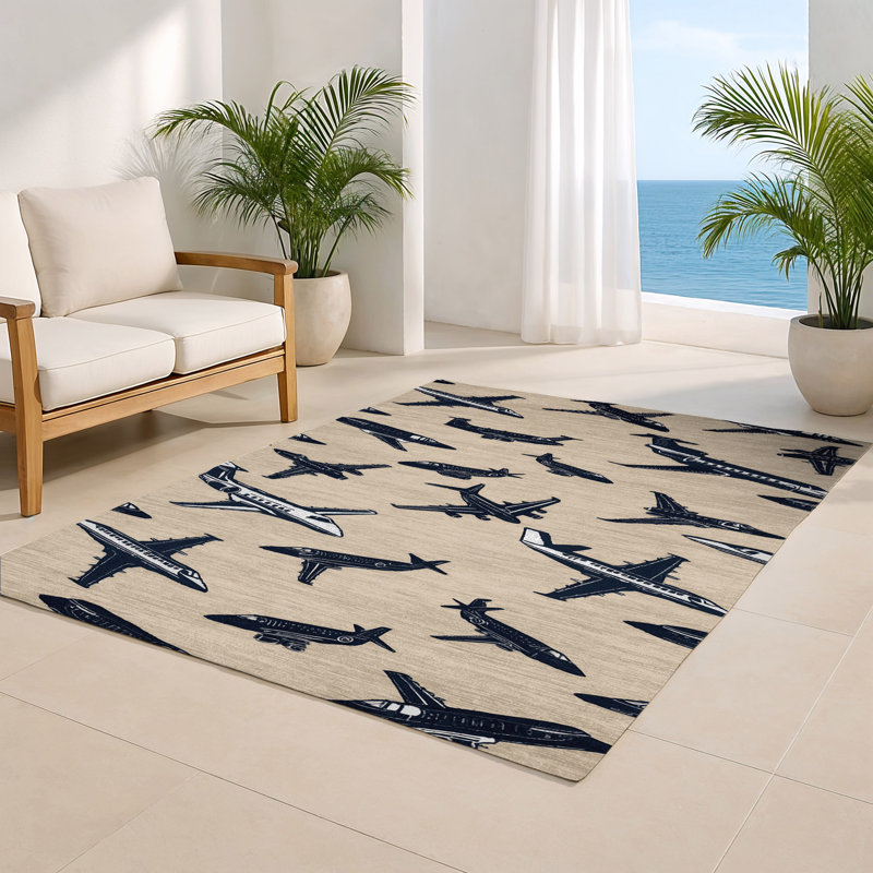 Tapis intérieur et extérieur beige Transport, Rectangulaire 8 pi x 10 pi
