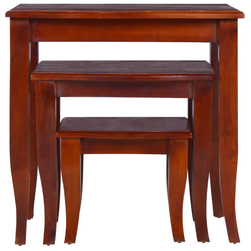 Rosalind Wheeler Stackable Side Tables 3 Pcs Solid Wood Mahogany, Espresso