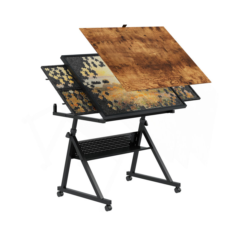 1500 pieces Jigsaw Puzzle metal Table board for adults gift with 4 trays(black)