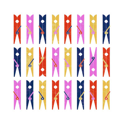 Colorful Clothes Pins On White Distessed by - on