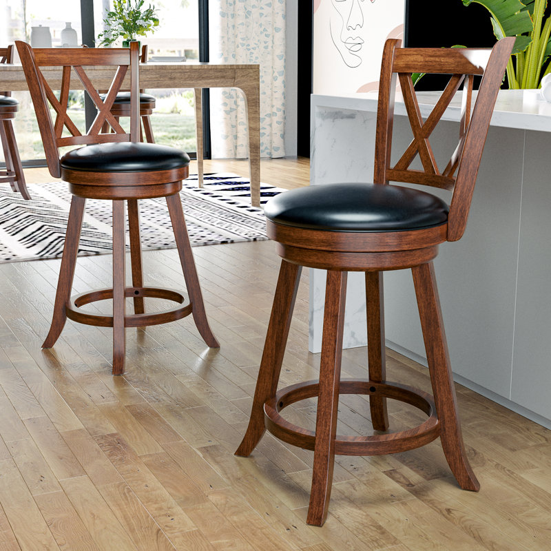 Tabouret pivotant Havant, Tabouret de comptoir (siège d'une hauteur de 24 p, Brun
