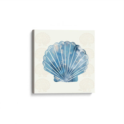 Blue & White Seashell by Cat Thurman Designs Art Print