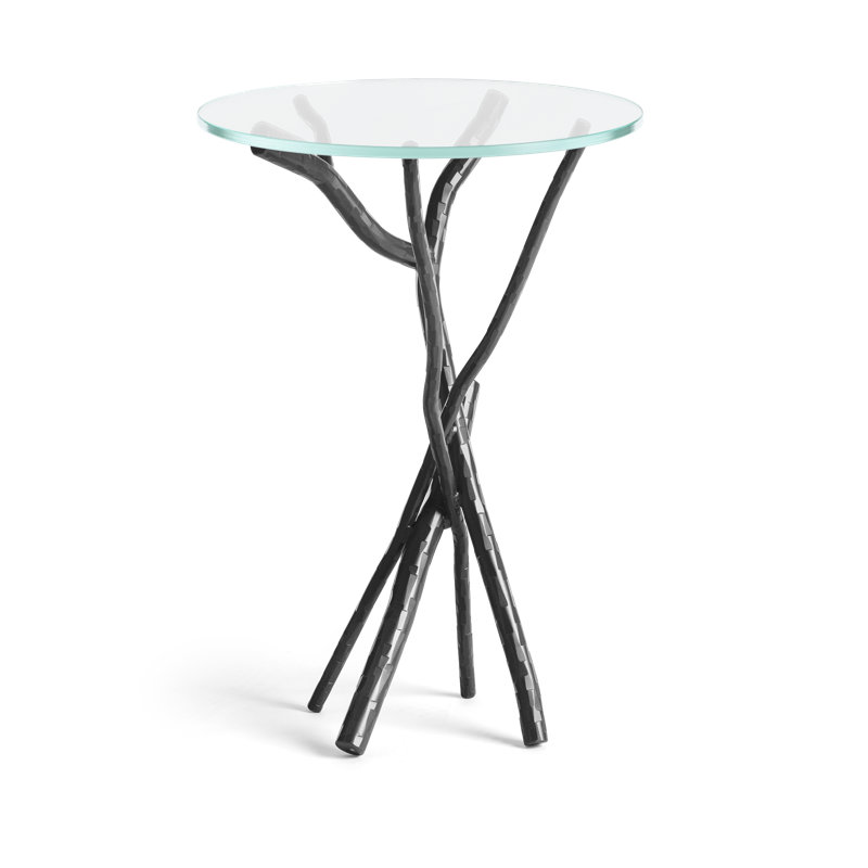 Brindille Glass Top Accent Table, Black