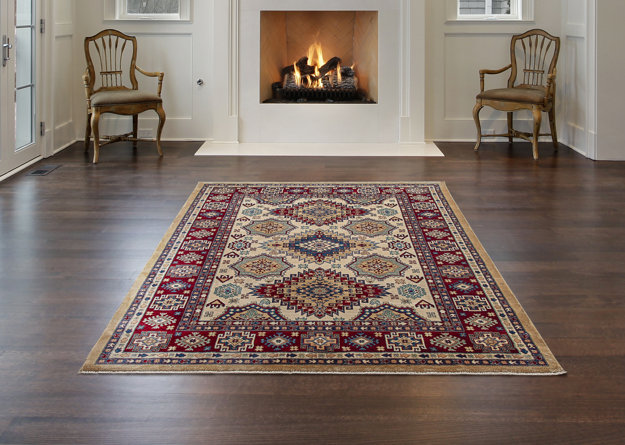 Layering Rug Maroon Sehrazat Looped/Hooked Cream/Maroon Rug | Wayfair.co.uk