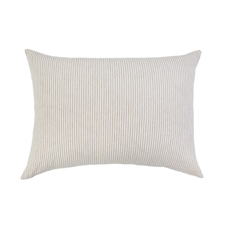 Amber and Ivory Striped Linen Reversible Throw Pillow