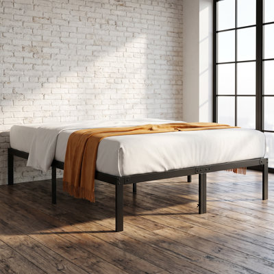 Structure de lit plateforme très grand en acier noir avec rangement sous le lit, aucun sommier nécessaire