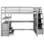Lit mezzanine double avec bureau, tablettes et escalier
