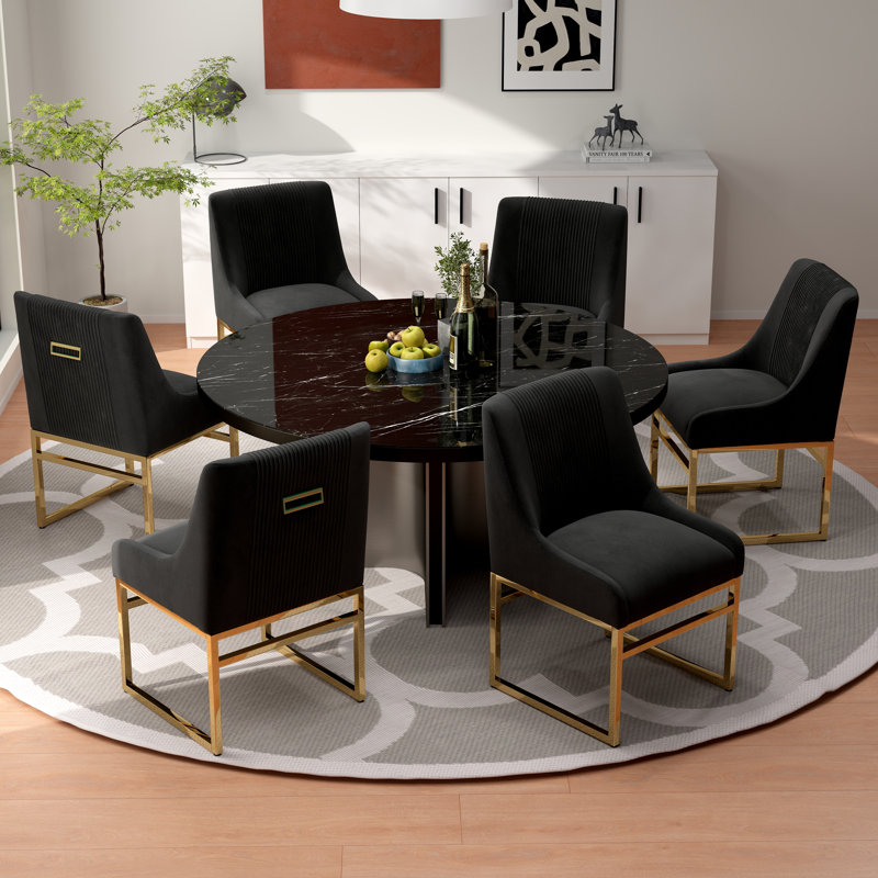Chaise d'appoint en velours Baudel, 6, Noir