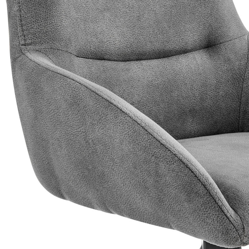 Chaise haute en microfibre gris anthracite et fer noir, Tabouret de bar (siège d'une hauteur de 29 po)