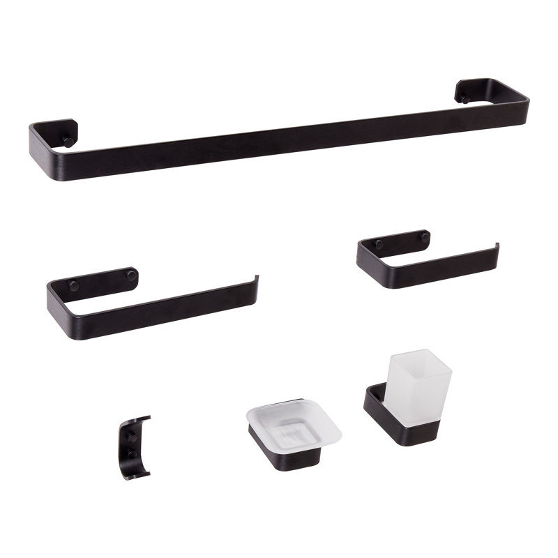 6-Piece Bathroom Hardware Set ZORRITOS with Towel Bars and Hooks Metal, Matte Black