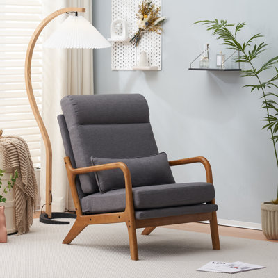 Lemley 25.6'' W Solid Wood Armchair with Lumbar Support 
