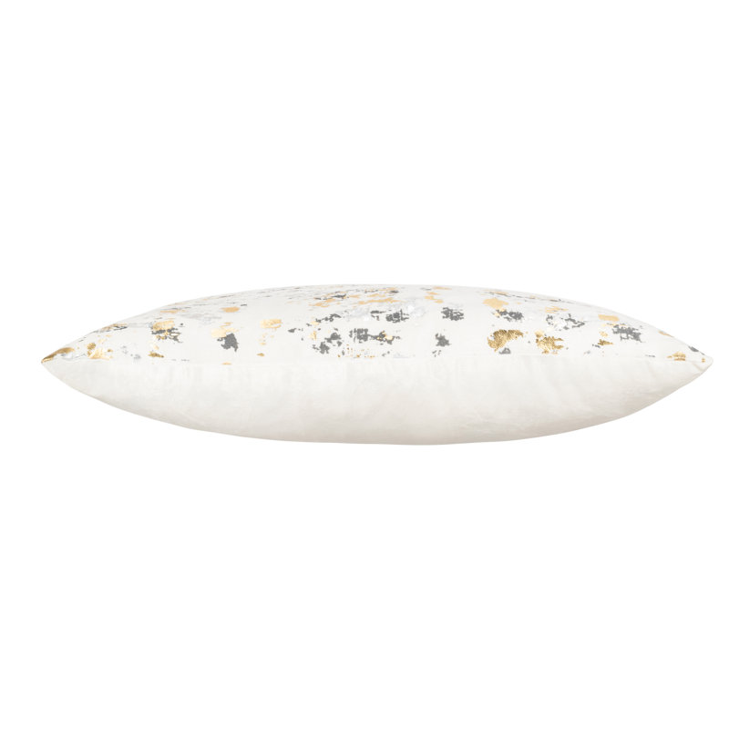 Oreiller en velours moucheté Foil, Argenté/doré