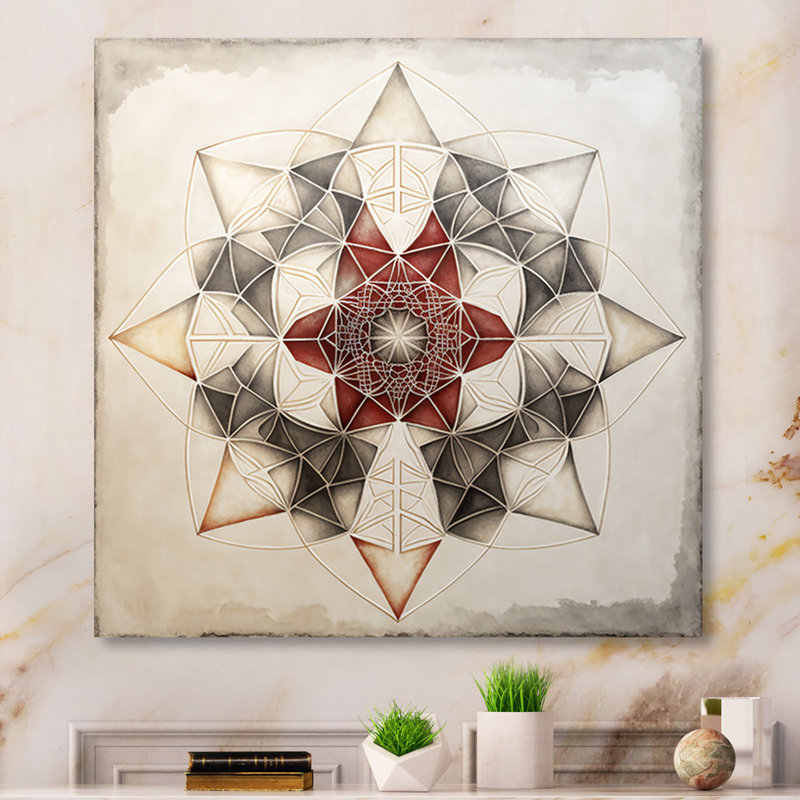 Toile, art mural abstrait, motif géométrique sacré, H 16 po x l 16 po x P 1 po