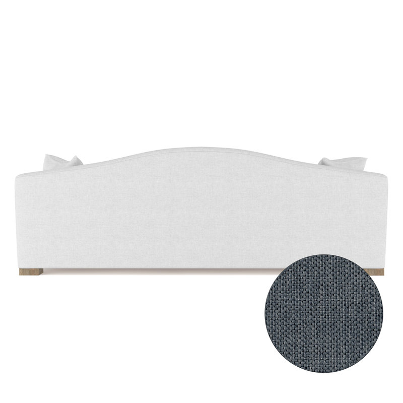 Horatio Camelback Taper Curved-Arm Sofa, 33" H x 84" W x 40" D, Natural, Pebble Weave Linen Bluebell