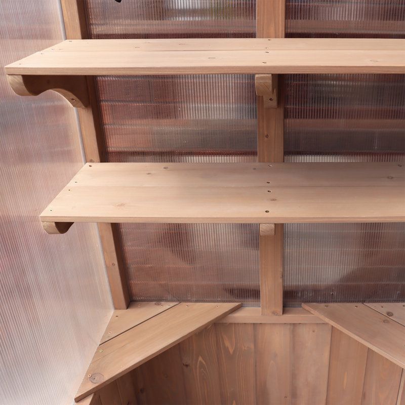 Urban Greenhouse with Cedar Wood Frame and Polycarbonate Panels Compact Modern Design for Small Spaces