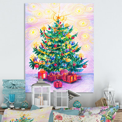 Magnifique arbre de Noël - décoration murale traditionnelle sur toile
