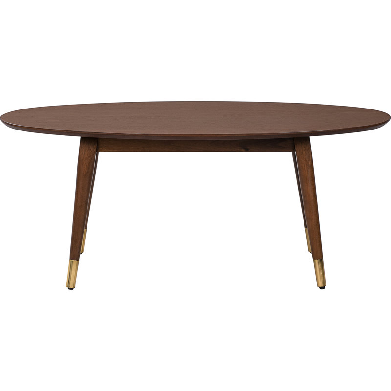 Walnut Oval Wood Coffee Table with Storage