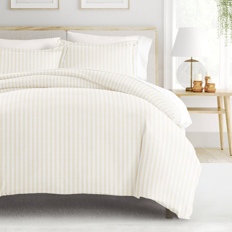 Becky Cameron Distressed Rugged Stripe Duvet Cover Set, Twin/TwinXL Duvet Cover + 1 Standard Sham, Ivory