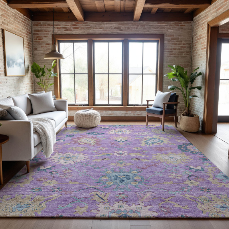 Premium Machine Washable Gurubaksh AMF1154 Global Rug, Rectangle 9' x 12'