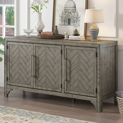 Designed Storage Cabinet Sideboard With MDF+Pine Veneer , Adjustable Shelves, Suitable For Living Rooms, Entrance And Study Rooms. by August Grove