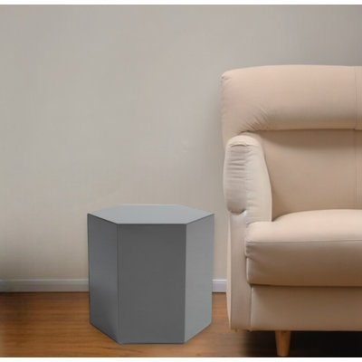 Table de bout hexagonale moderne gris clair ultrabrillant
