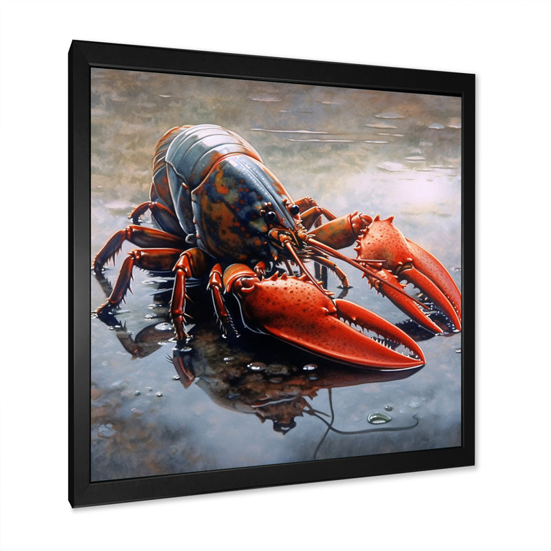 Homard délicatesse marine III, H 24 po x l 24 po x P 1 po, Cadre simple noir