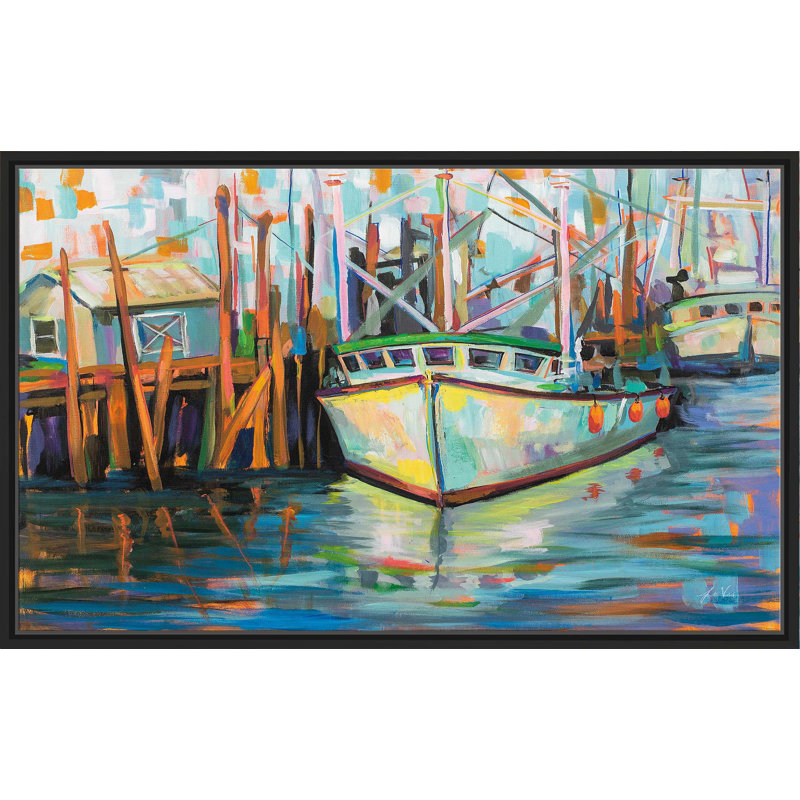 At The Dock - Peinture, H 31,5 po x l 51,5 po x P 2 po, Cadre flottant noir
